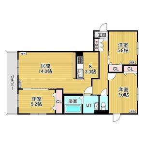 レジデンス白石中央Ⅳ(3LDK/1階)の間取り写真