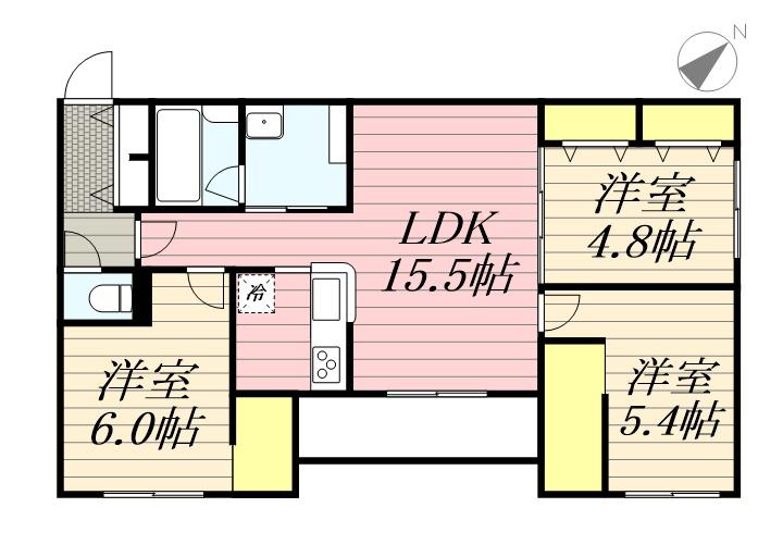 GARBO月寒(3LDK/2階)の間取り写真