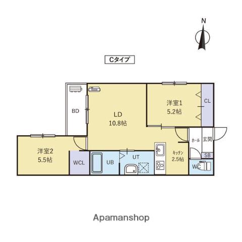 URBAN FLATS平岸1(2LDK/1階)の間取り写真