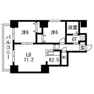 ベルリード福住(2LDK/7階)の間取り写真