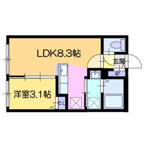 ガルボ平岸(1LDK/1階)の間取り写真