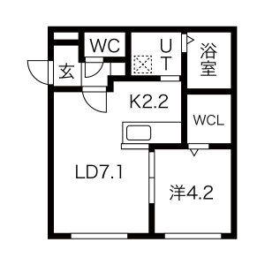 ディアコート南郷19(1LDK/1階)の間取り写真