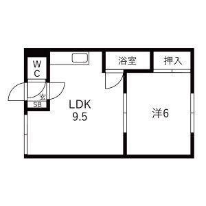 ハイツ渡辺B(1LDK/1階)の間取り写真