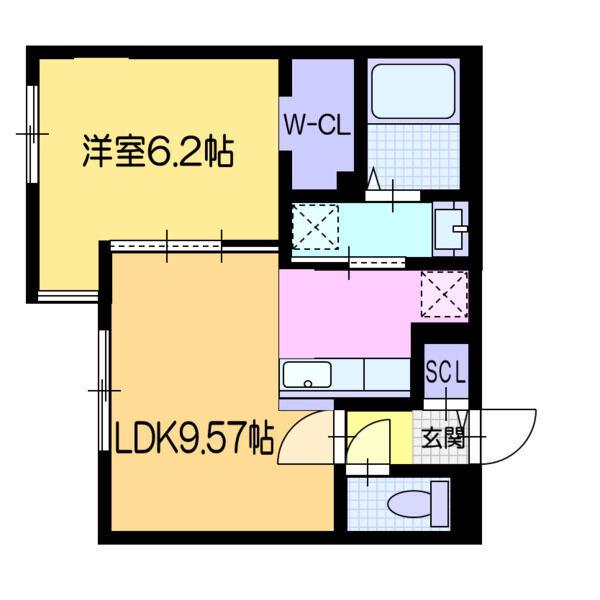 ヴォヤージュ菊水(1LDK/2階)の間取り写真