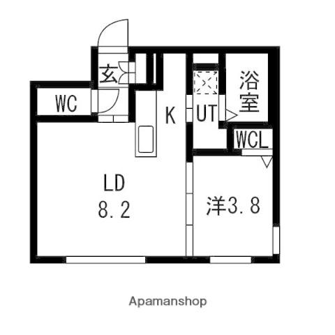 RESIDENCE SHINMEI東札幌(1LDK/2階)の間取り写真