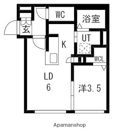 RESIDENCE SHINMEI東札幌(1LDK/4階)の間取り写真