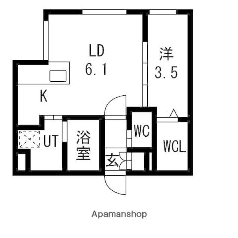 RESIDENCE SHINMEI東札幌(1LDK/2階)の間取り写真