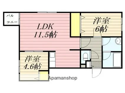 メゾンクー・ドゥ・クールⅡ(2LDK/1階)の間取り写真
