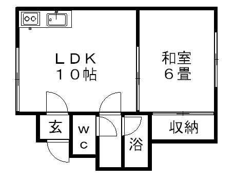 清栄ハイツ(1LDK/2階)の間取り写真