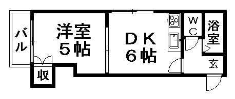 ローヤルハイツ東札幌(1K/1階)の間取り写真