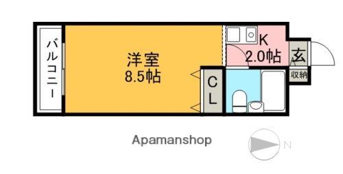 メゾンドグラソン(1K/2階)の間取り写真