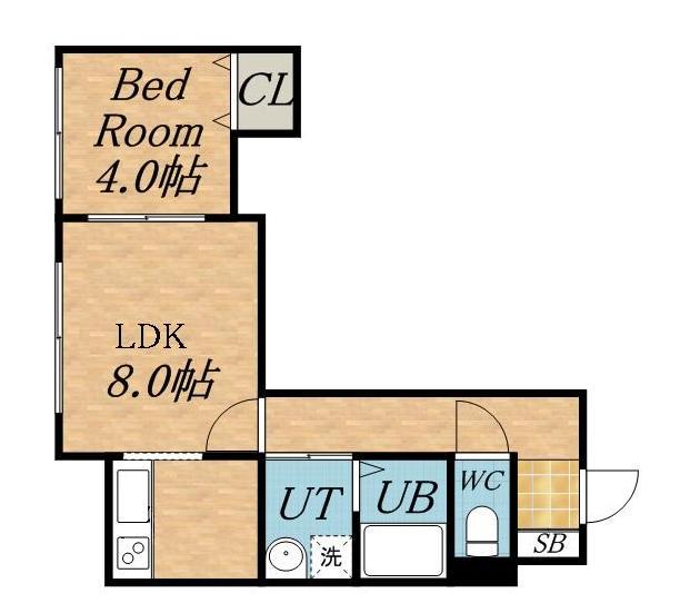 カラバオ白石(1DK/2階)の間取り写真