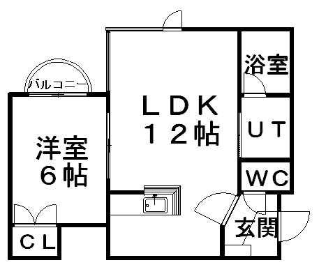 太閤ビル(1LDK/4階)の間取り写真