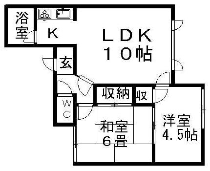 Tハイツ(2LDK/3階)の間取り写真