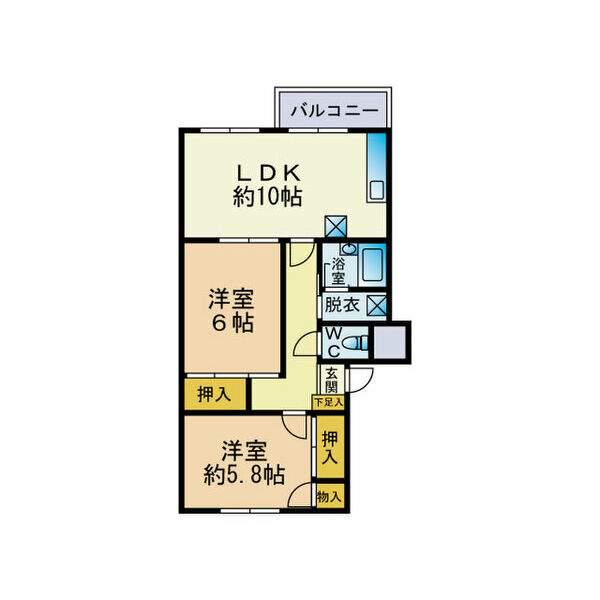 MOマンション(2LDK/1階)の間取り写真