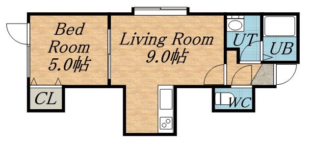 プラザ元町(1LDK/2階)の間取り写真