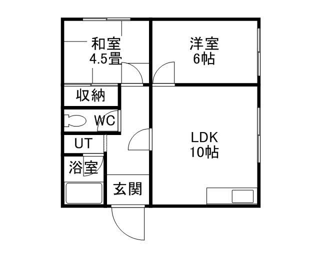 コーポ北斗(2LDK/1階)の間取り写真