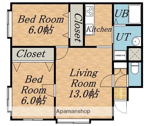 ハイツ丘珠(2LDK/2階)の間取り写真
