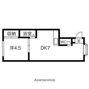 アルファコートⅠ(1DK/2階)の間取り写真