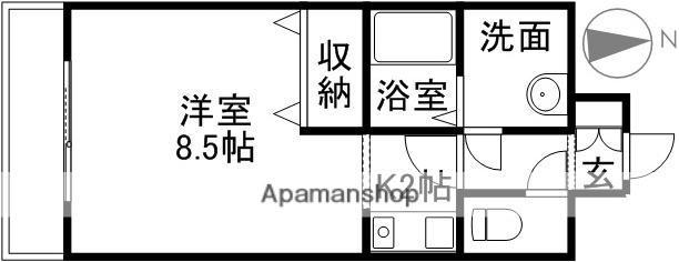 駅前大通マンション(1K/6階)の間取り写真