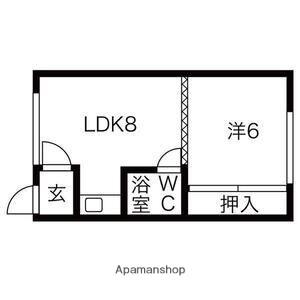 ホワイトハウス(1DK/2階)の間取り写真