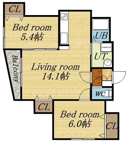 リエタメンテN16(2LDK/6階)の間取り写真