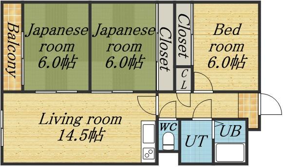 コスモロイヤル東苗穂A棟(3LDK/3階)の間取り写真