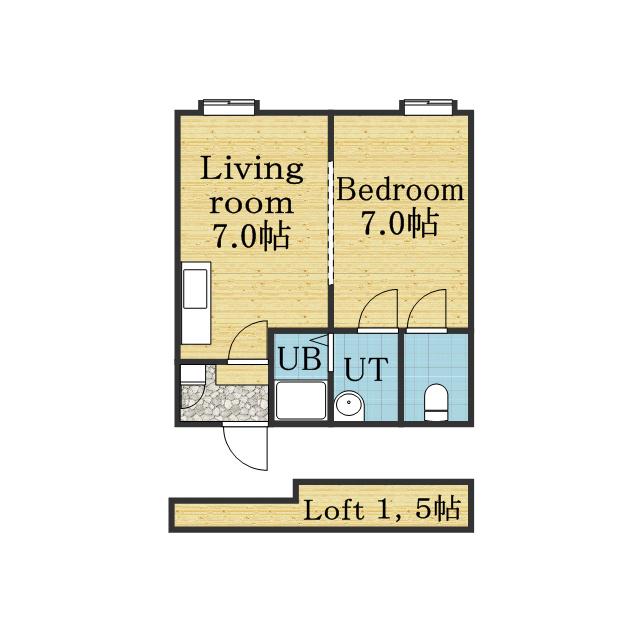 マリオンコート元町Ⅱ(1DK/2階)の間取り写真