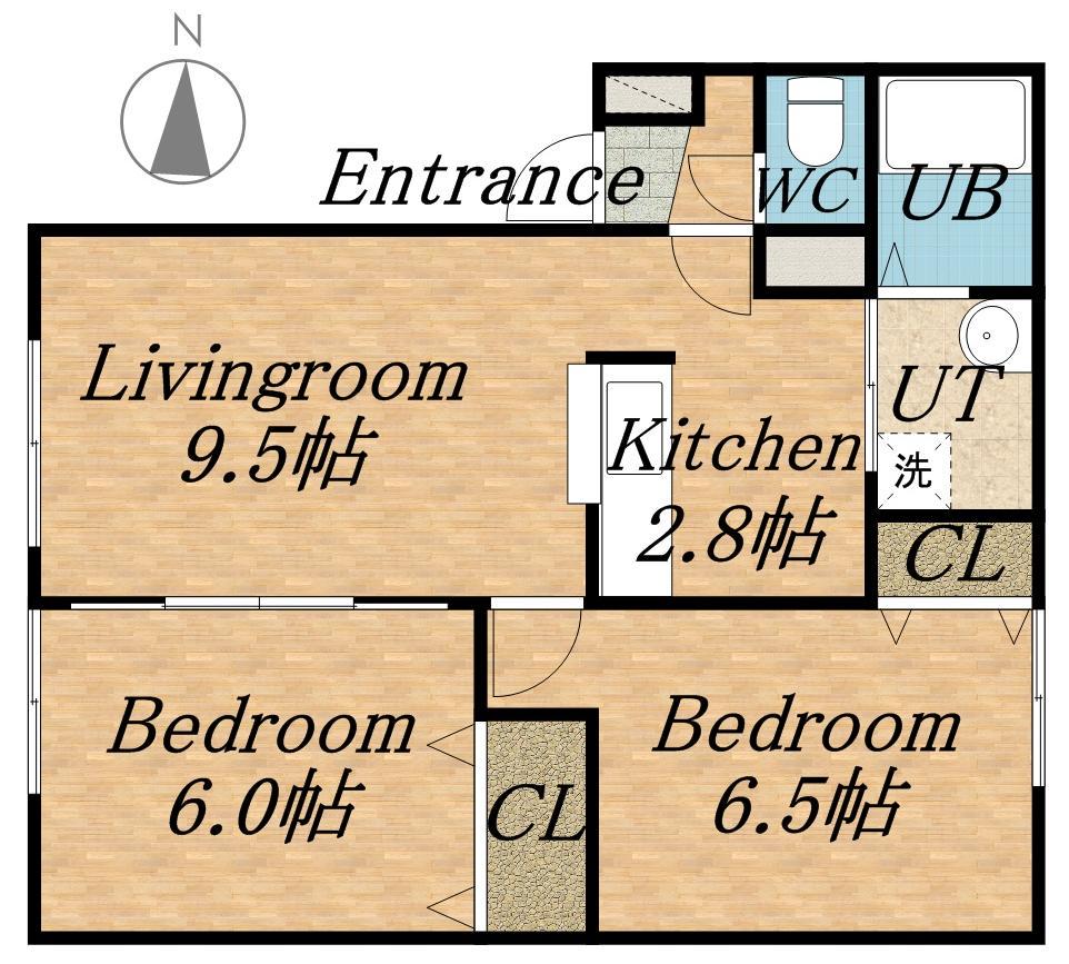 コンドミニアム(2LDK/1階)の間取り写真