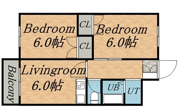 スカイパーク22(2LDK/1階)の間取り写真