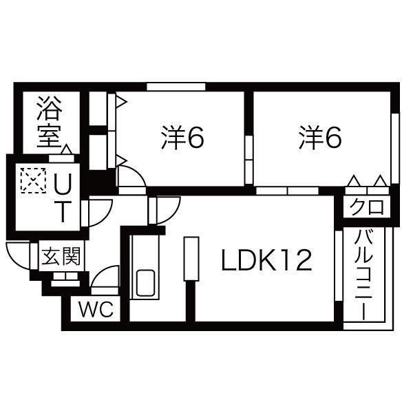 パープルサイド(2LDK/1階)の間取り写真