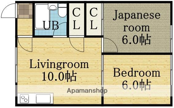 富樫ハイツ(2LDK/2階)の間取り写真