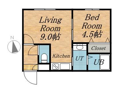 ピースハーモニー北28条(1LDK/2階)の間取り写真