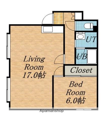 ロイヤルハイツ23(1LDK/1階)の間取り写真