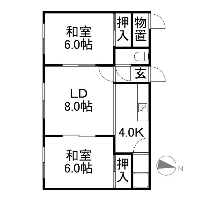 田中マンション(2LDK/2階)の間取り写真