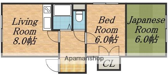 コーポ晶子館(2DK/4階)の間取り写真