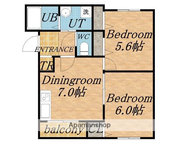 ノース季実の里Ⅵ(2DK/1階)の間取り写真