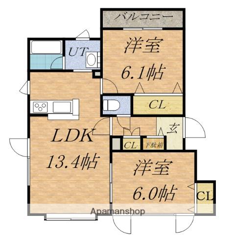 パレス高村(2LDK/1階)の間取り写真