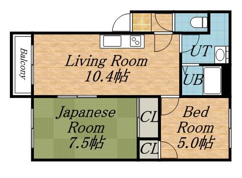 大友パークマンション(2LDK/2階)の間取り写真