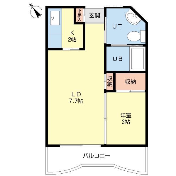 グランメール弘道舘第2(1K/3階)の間取り写真