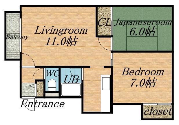 コーポまるとみ(2LDK/2階)の間取り写真