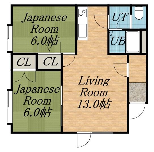 百合が原アベニューB棟(2LDK/3階)の間取り写真