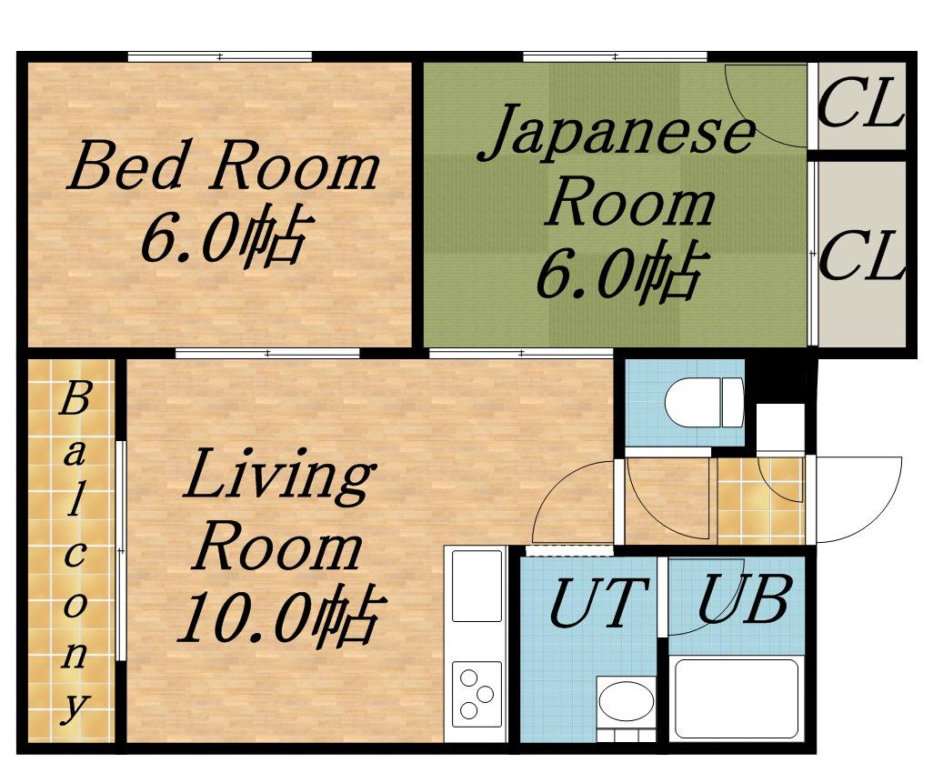 朝日ハイツ北35条(2LDK/4階)の間取り写真