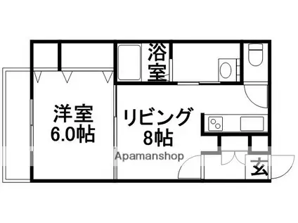 ディアコート北34条(1LDK/2階)の間取り写真