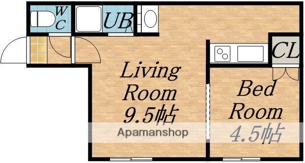 夢ハウス(1DK/2階)の間取り写真