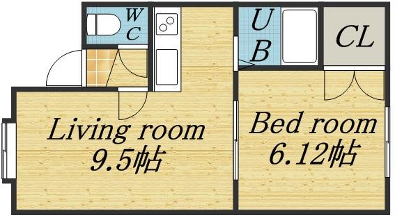 ワールド伏古(1LDK/3階)の間取り写真