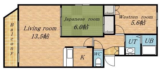 グランベルサ(2LDK/5階)の間取り写真