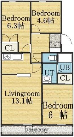 グランベルサ(2LDK/1階)の間取り写真