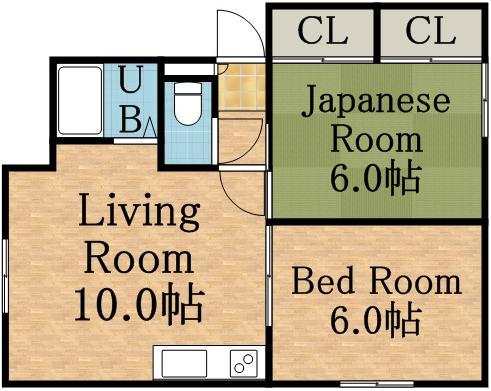 ノースハウス(2LDK/1階)の間取り写真