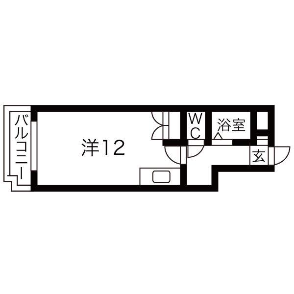 グランドハイツ当別(ワンルーム/2階)の間取り写真